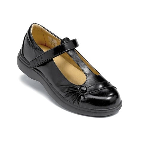 SureFit Womens Paris Black Hook and Loop TStrap Dress Shoe Dress and